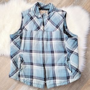 North River Outfitters Tourmaline Plaid Quilted Flannel Vest Size XL